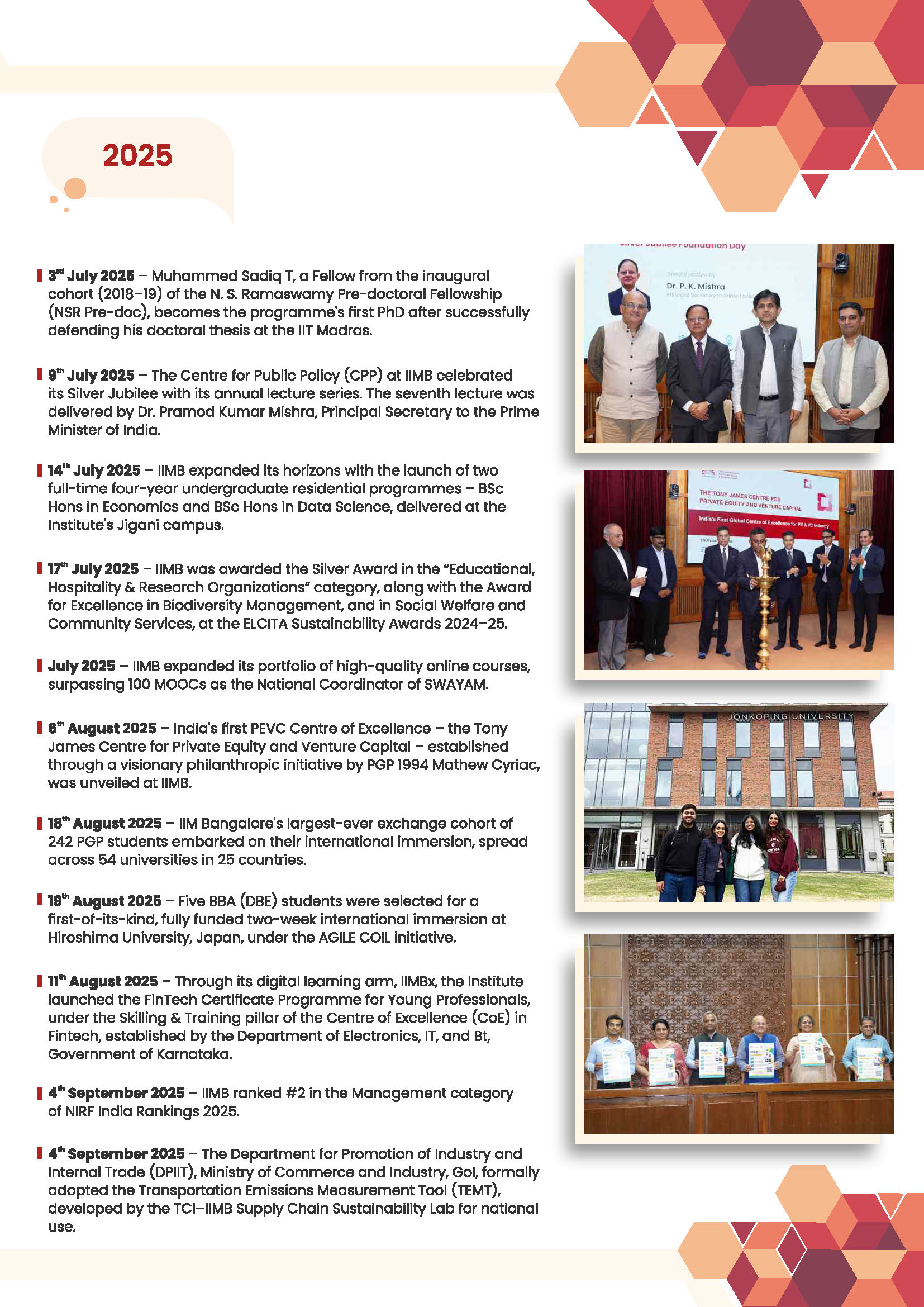 IIMB Timeline